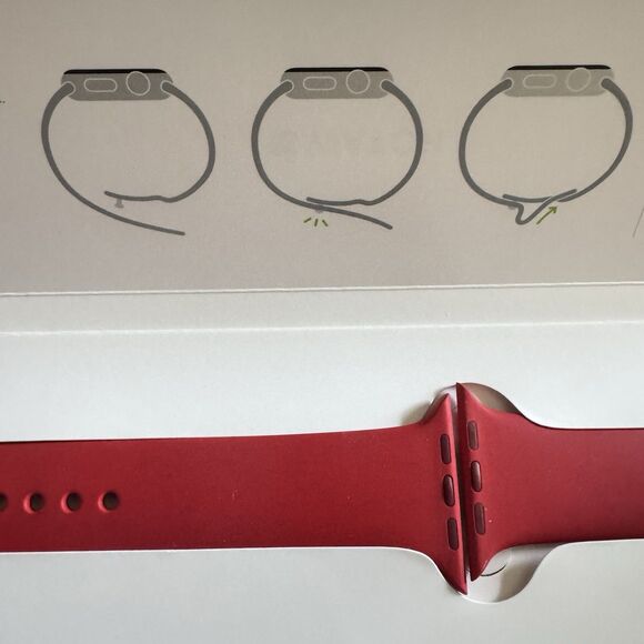 Apple Sport Band RED w/Stainless Steel Pin for Apple Watch 42mm W/box - Picture 6 of 7